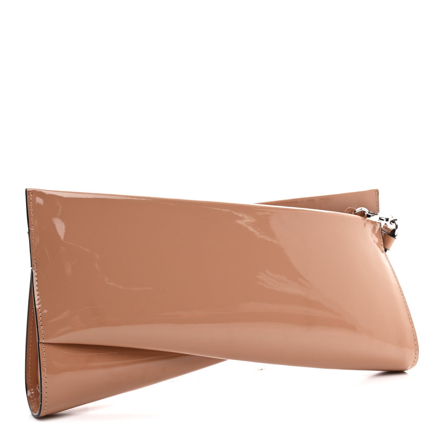 Christian Louboutin Patent Loubi Twist Zip Clutch Bag Nude 3 of 8
