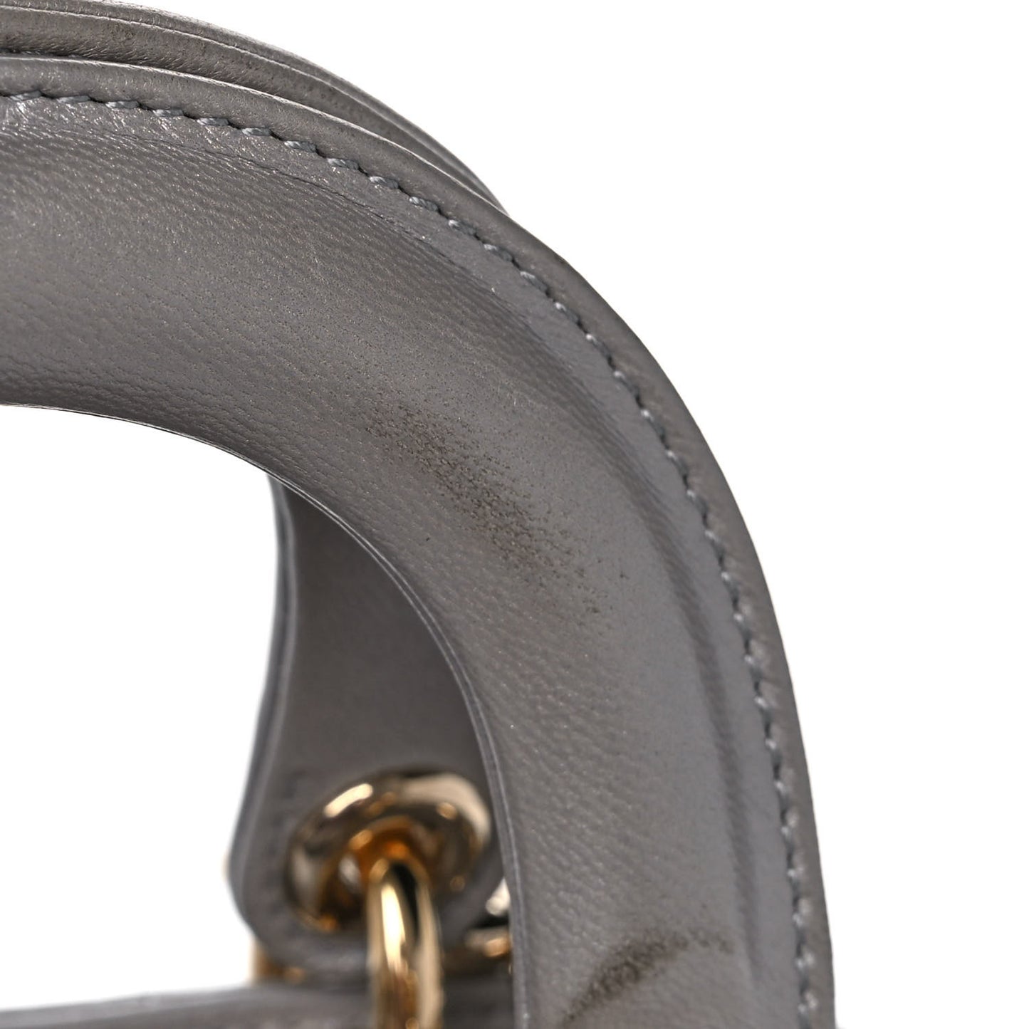 Metallic Lambskin Cannage Mini Lady Dior Grey