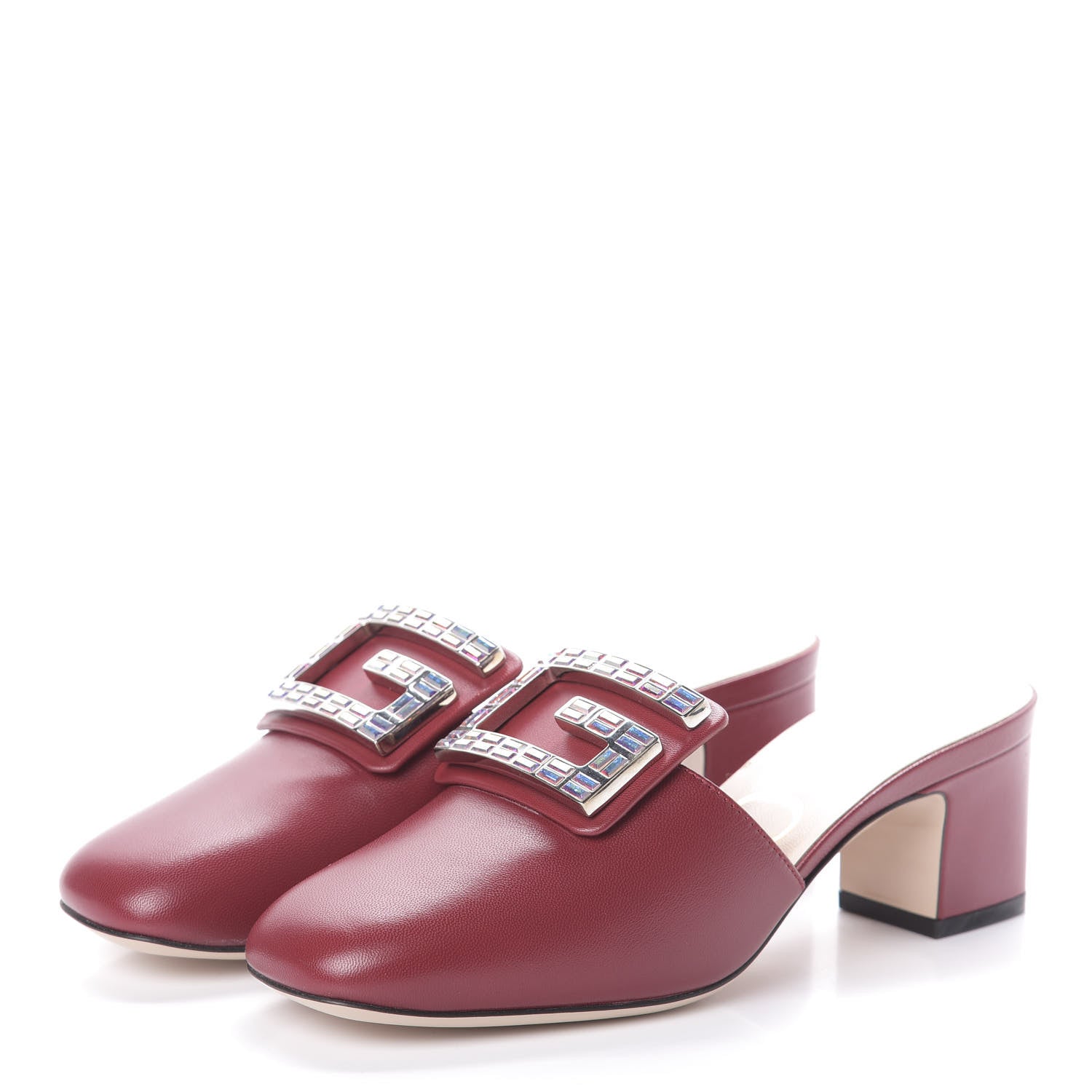 Gucci Malaga Kid Crystal Square G Madelyn Mules 35 Romantic Cerise 3 of 7