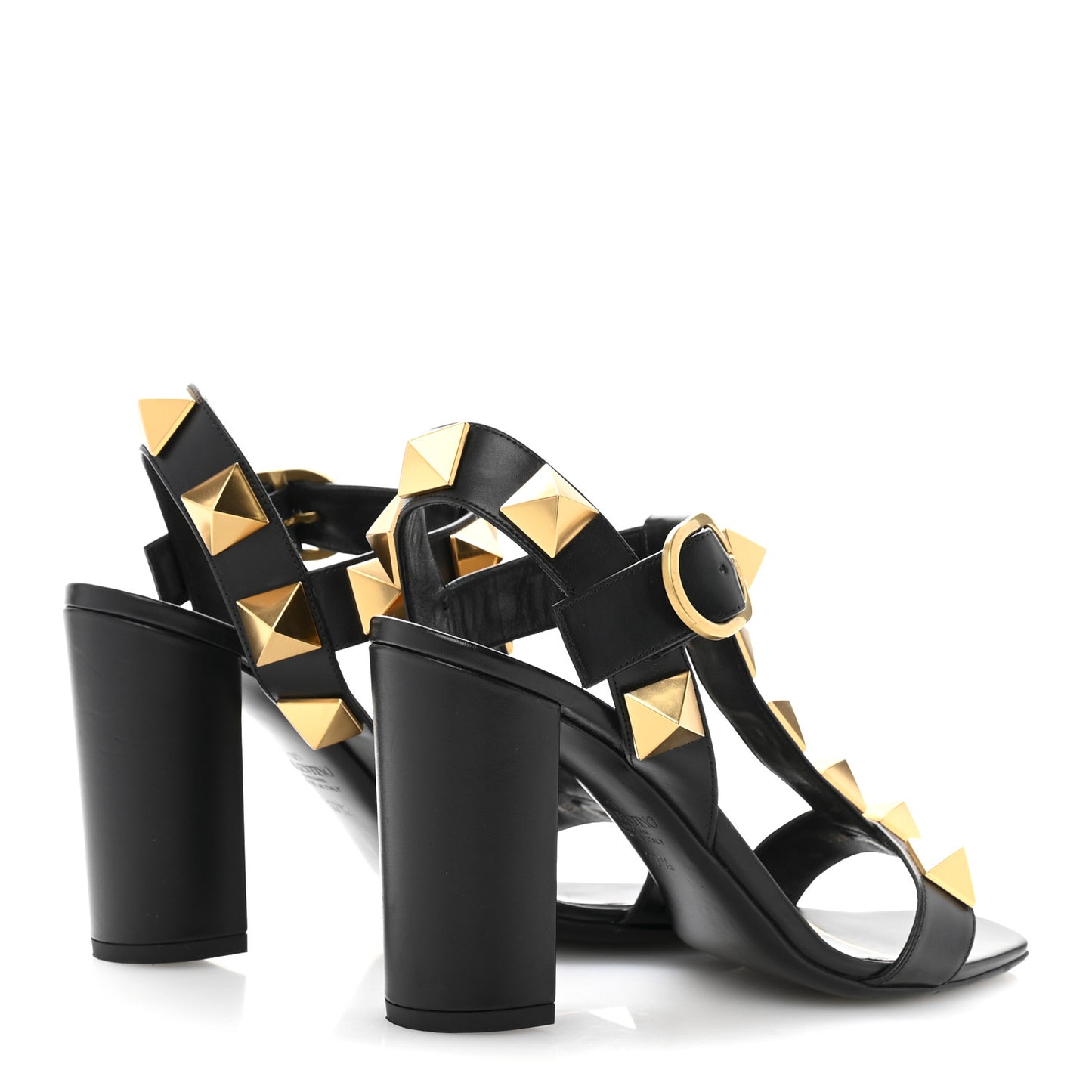 Calfskin Roman Stud 90mm Sandals 37.5 Black