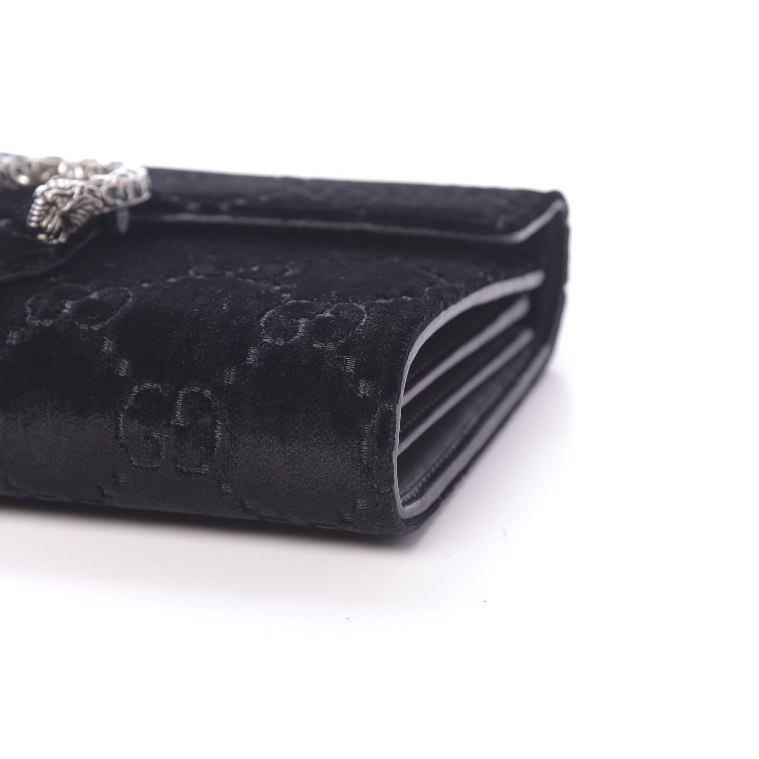 Gucci Velvet GG Monogram Mini Dionysus Chain Wallet Black 8 of 10