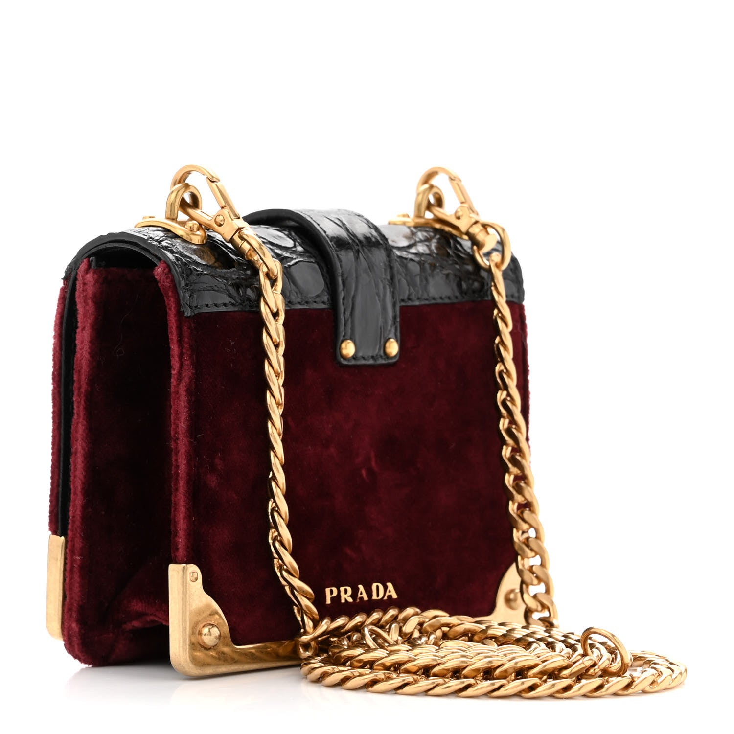 Prada Velvet Crocodile Micro Cahier Bag Ribes Black 3 of 12