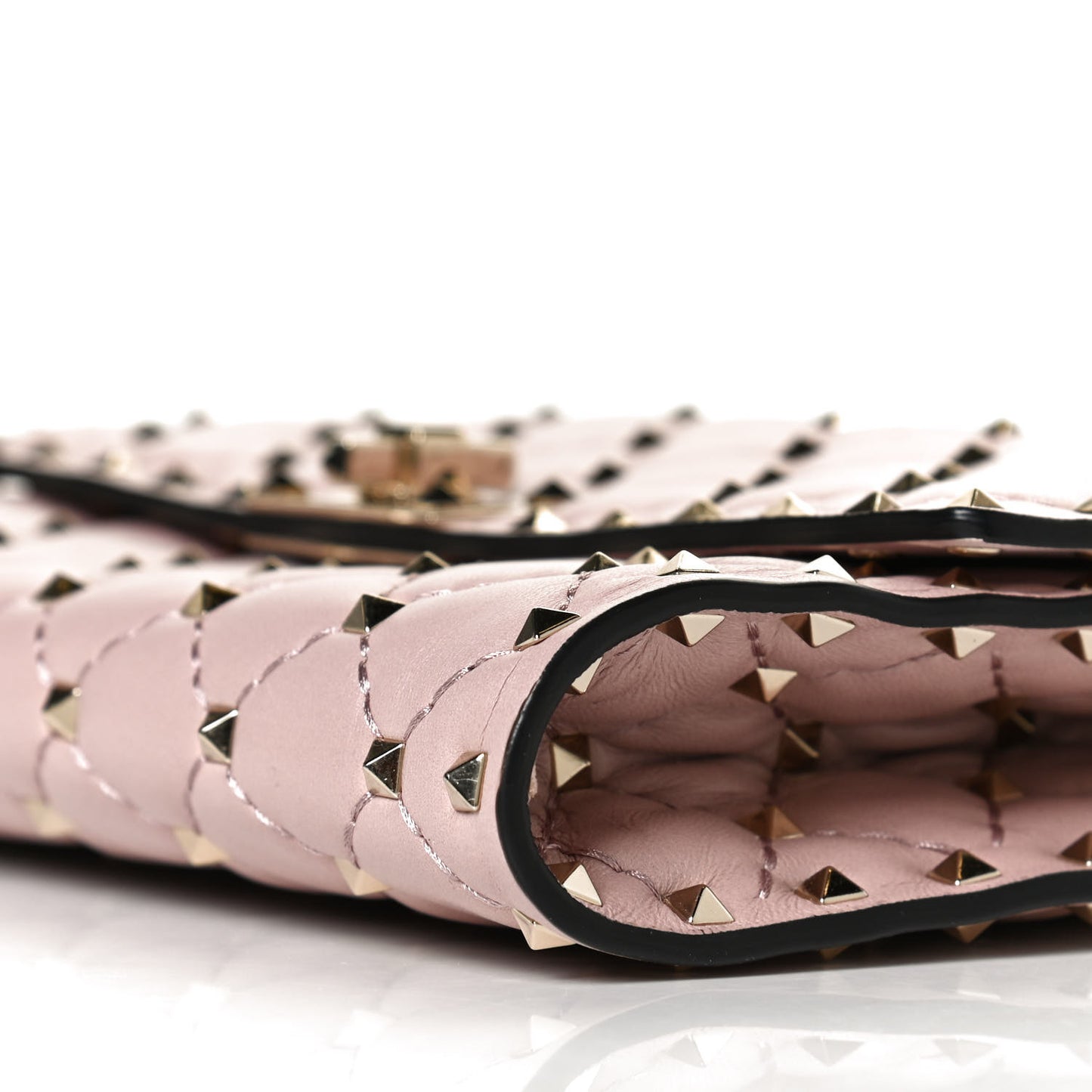 Nappa Rockstud Spike Wallet on Chain Water Rose