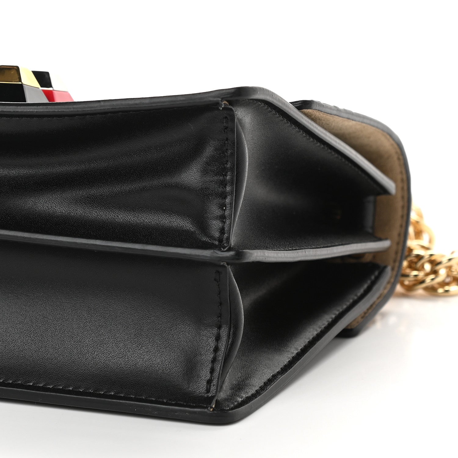 Fendi Vitello Liberty Bi-Color FF 1974 Embossed Small Kan I Shoulder Bag Black Maya 9 of 9