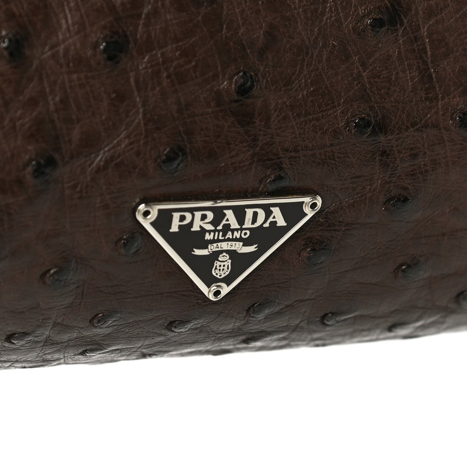 Prada Ostrich Beaded Bag Brown 6 of 23