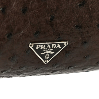 Prada Ostrich Beaded Bag Brown 6 of 23