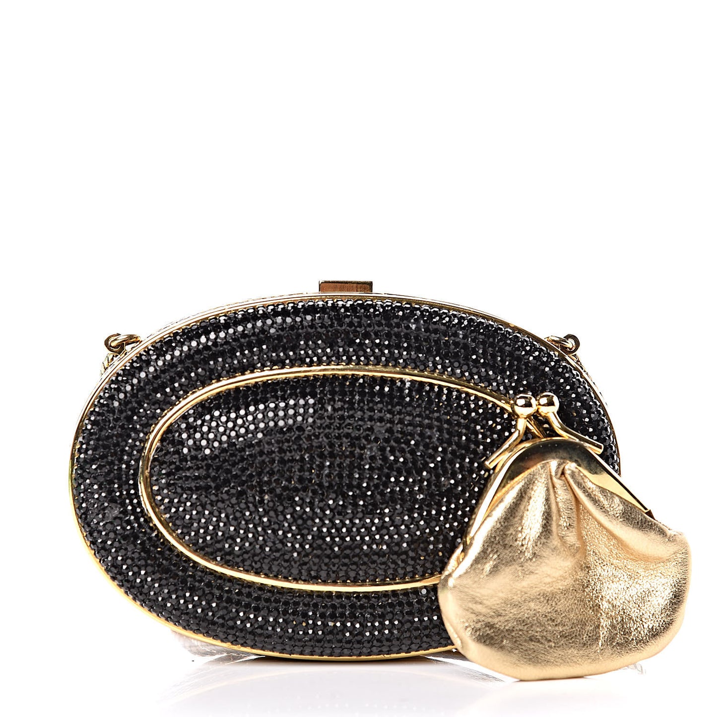 Swarovski Crystal Minaudiere Clutch Black Gold