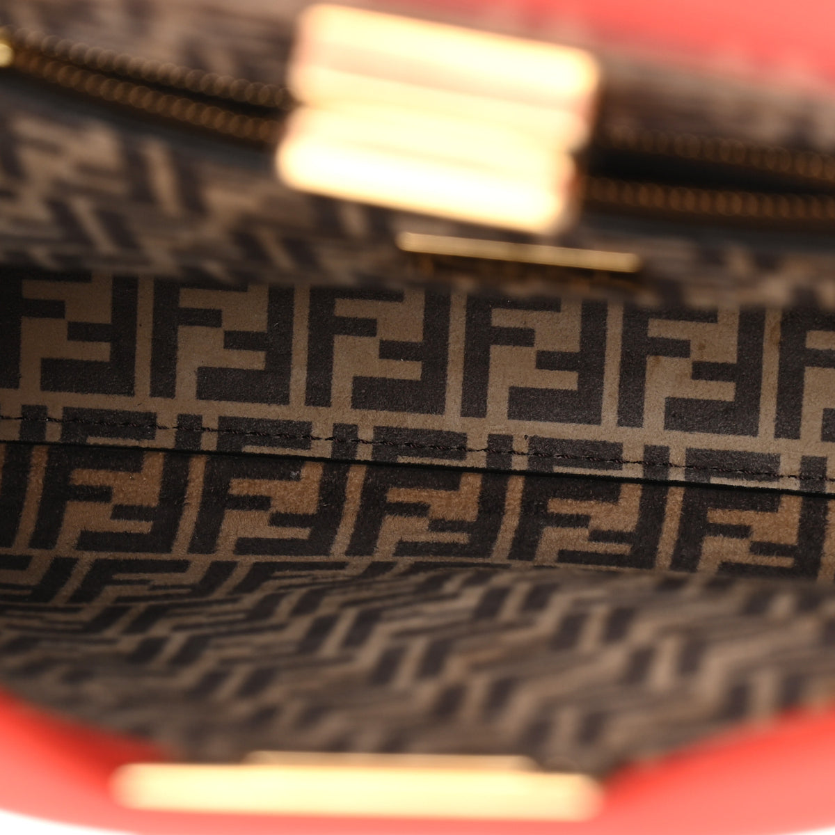 Fendi Vitello Seta Suede FF Mini Peekaboo Iconic Satchel Tulipano Miele Moro 6 of 10