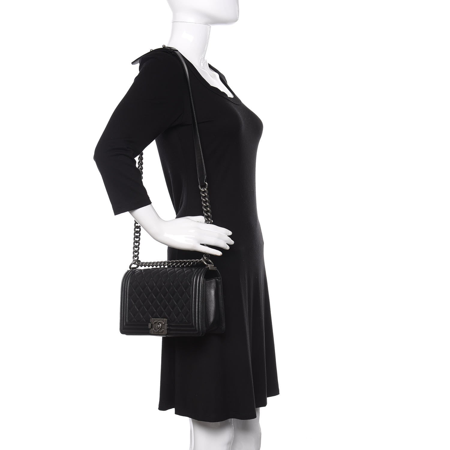 Chanel Calfskin Quilted Medium Boy Flap Black 2 of 10