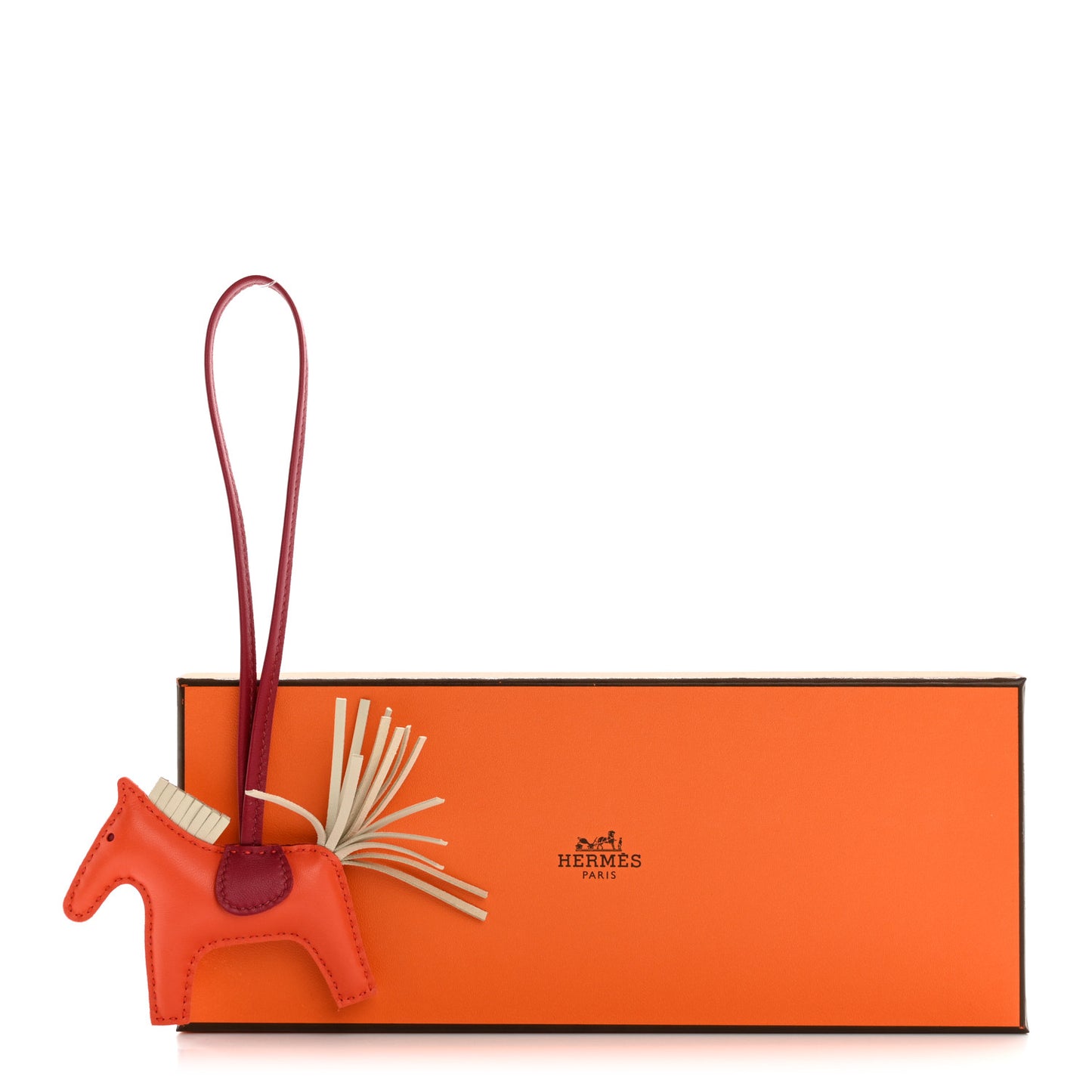 Milo Lambskin Grigri Rodeo Horse Bag Charm PM Orange Poppy Craie Cornaline