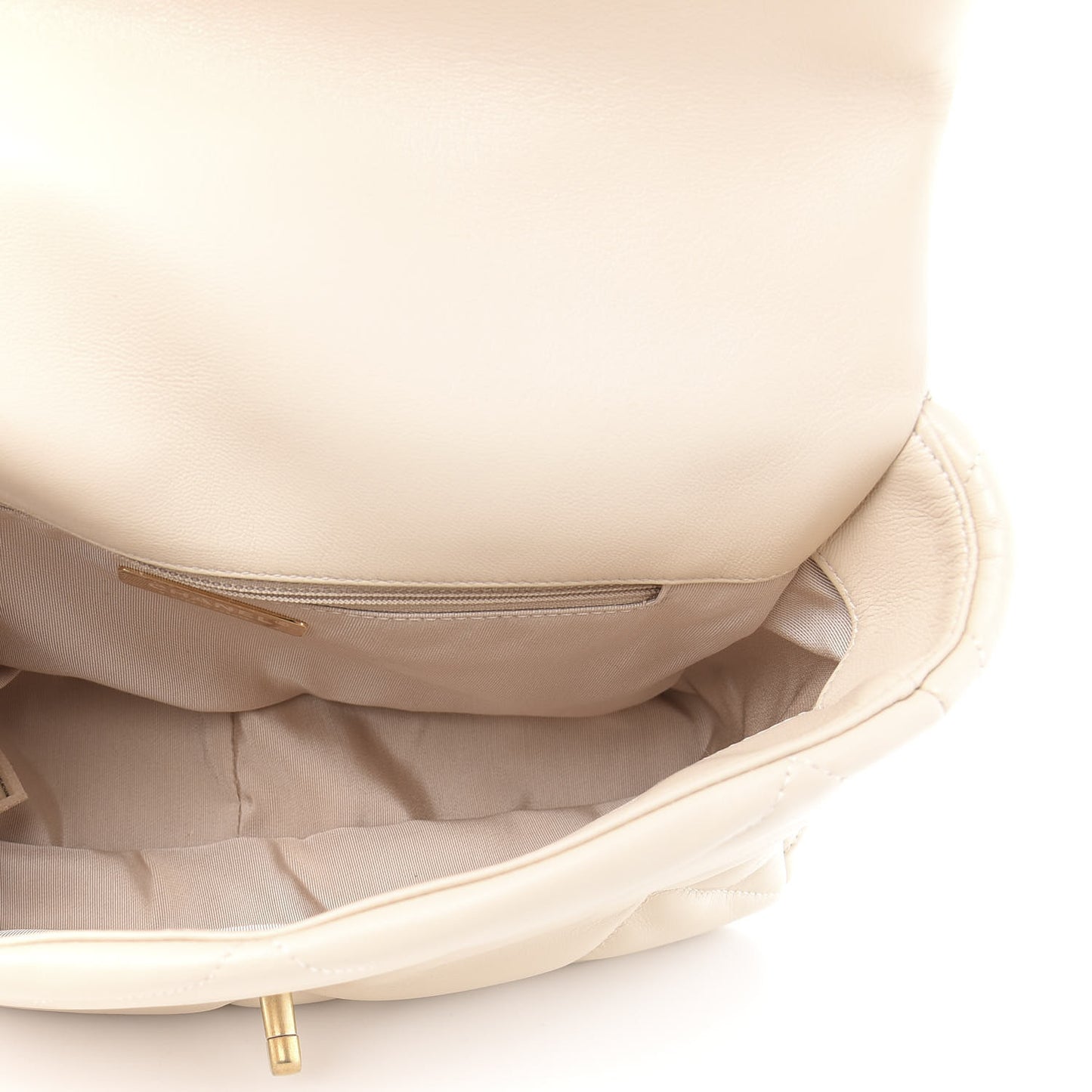 Lambskin Quilted Large 19 Flap Beige