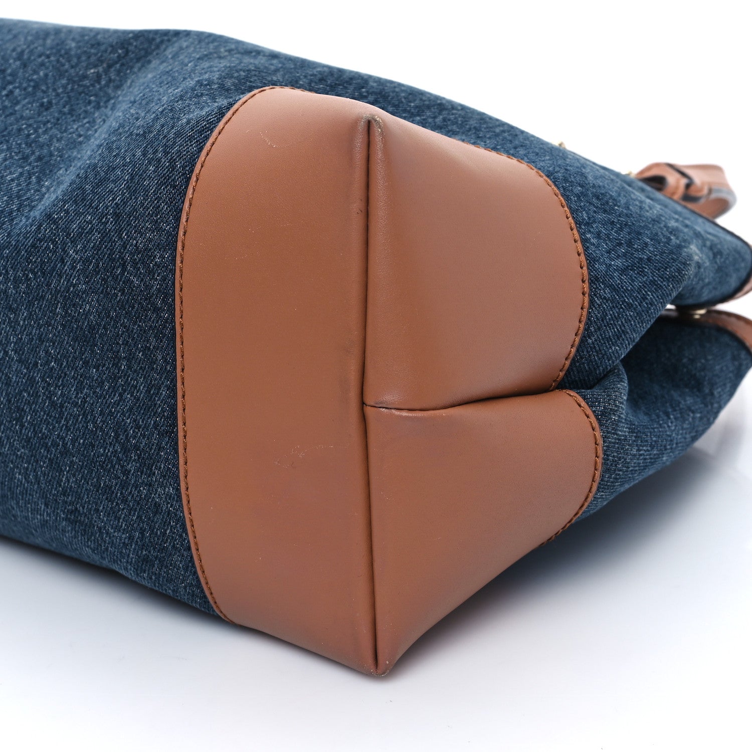 Gucci Denim Calfskin Tote Brown 10 of 12