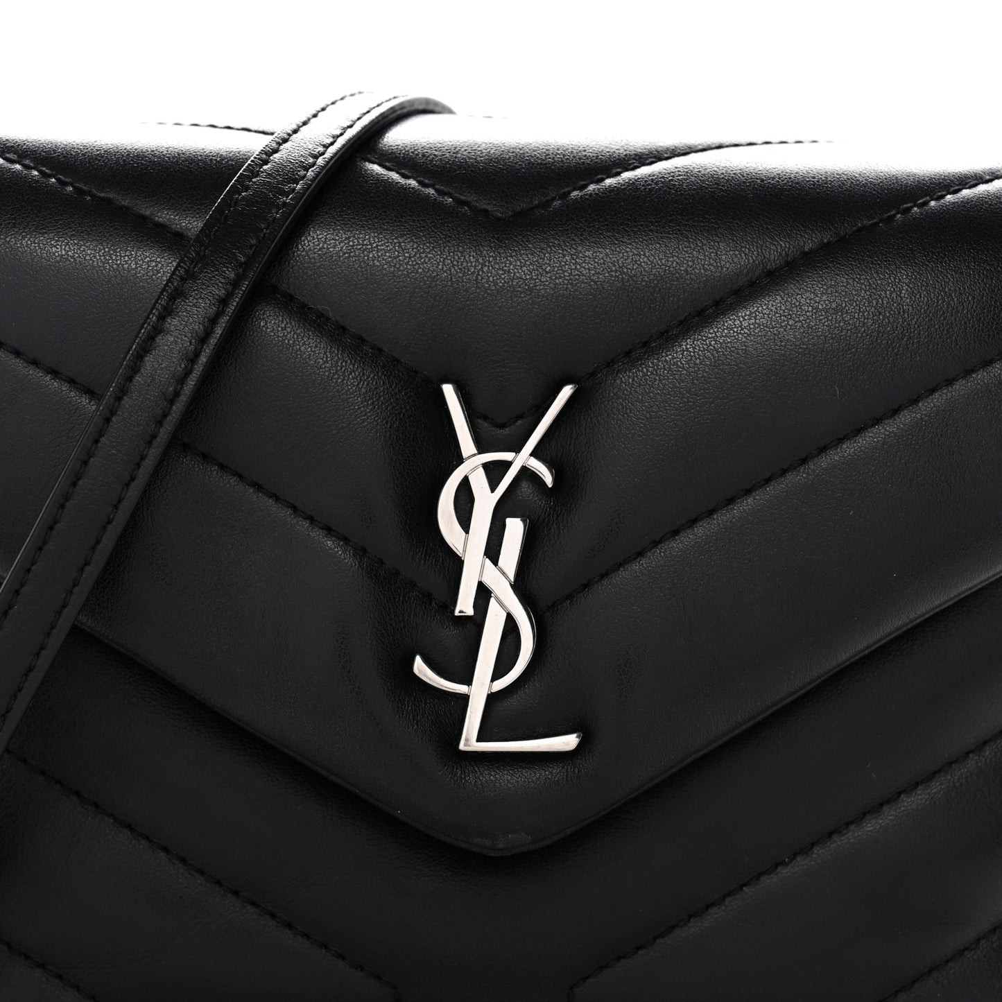 Calfskin Y Quilted Monogram Toy Loulou Crossbody Bag Black