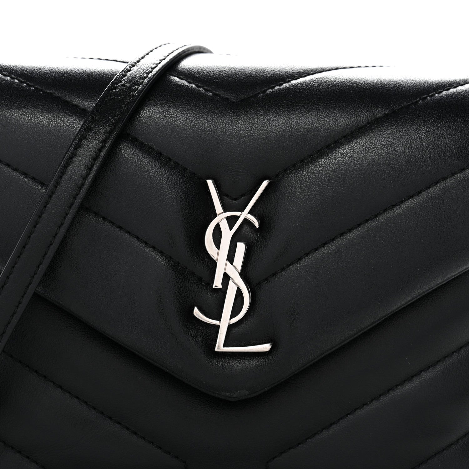 Saint Laurent Calfskin Y Quilted Monogram Toy Loulou Crossbody Bag Black 8 of 12