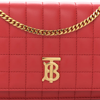 Burberry Lambskin Quilted Lola Clutch On Chain Bright Red 7 of 10