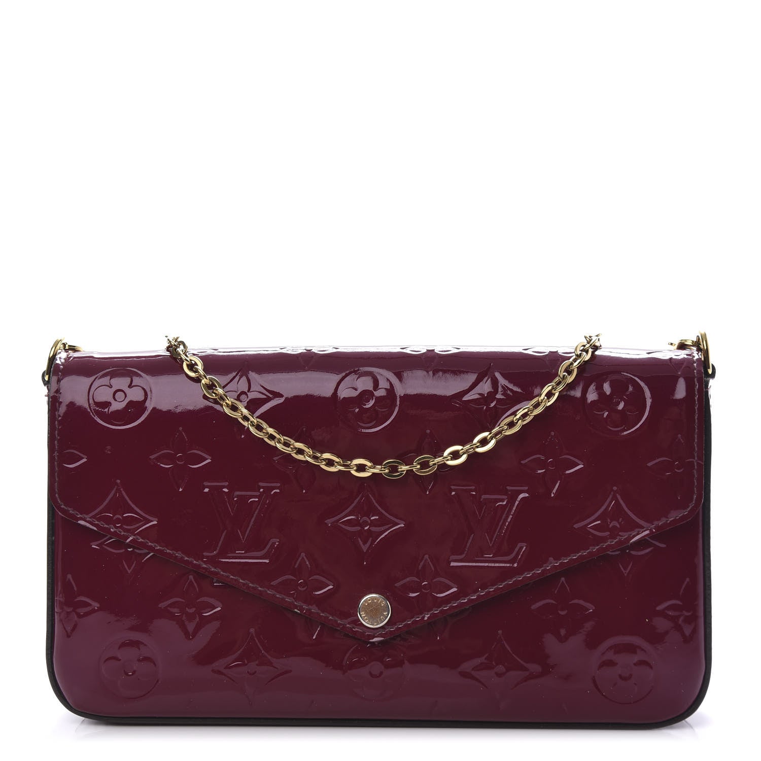 Louis Vuitton Vernis Felicie Chain Wallet Magenta 1 of 10