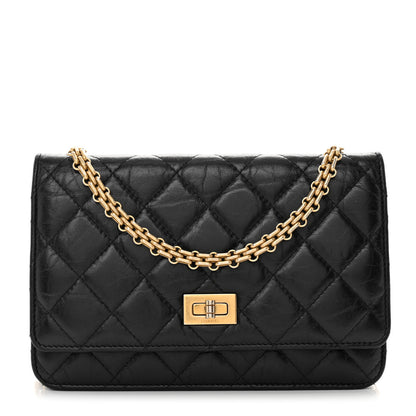 Chanel Aged Calfskin Quilted Reissue Wallet On Chain WOC Black 1 of 17
