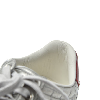 Gucci Laminated Nappa Crystal Web Bee Embroidered Trapuntata Womens Ace Platform Sneakers 36.5 Argento 19 of 21