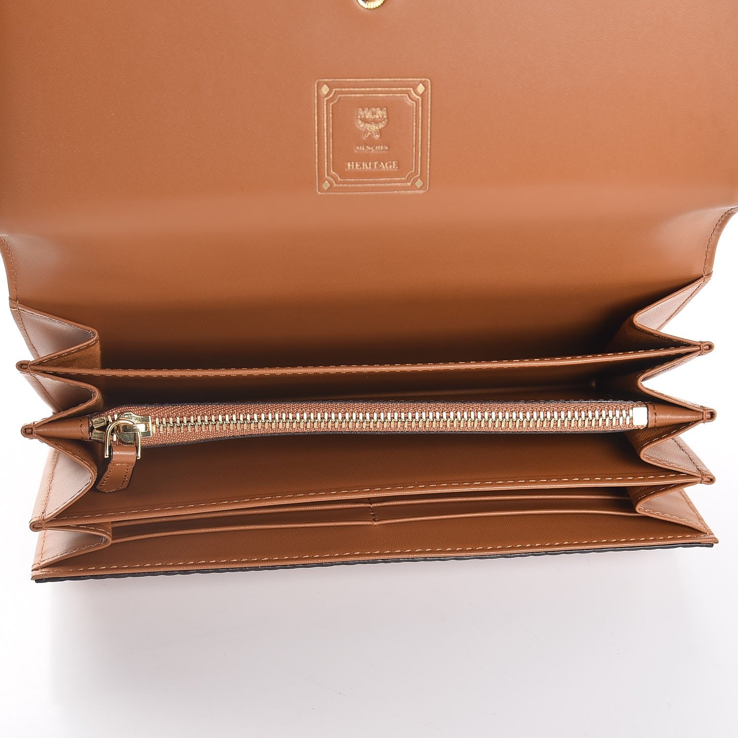 MCM Visetos Heritage Continental Flap Wallet Cognac 5 of 10