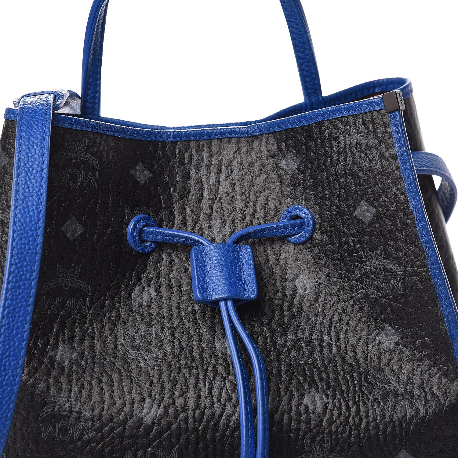 MCM Visetos Kira Drawstring Bag Black Blue 10 of 14