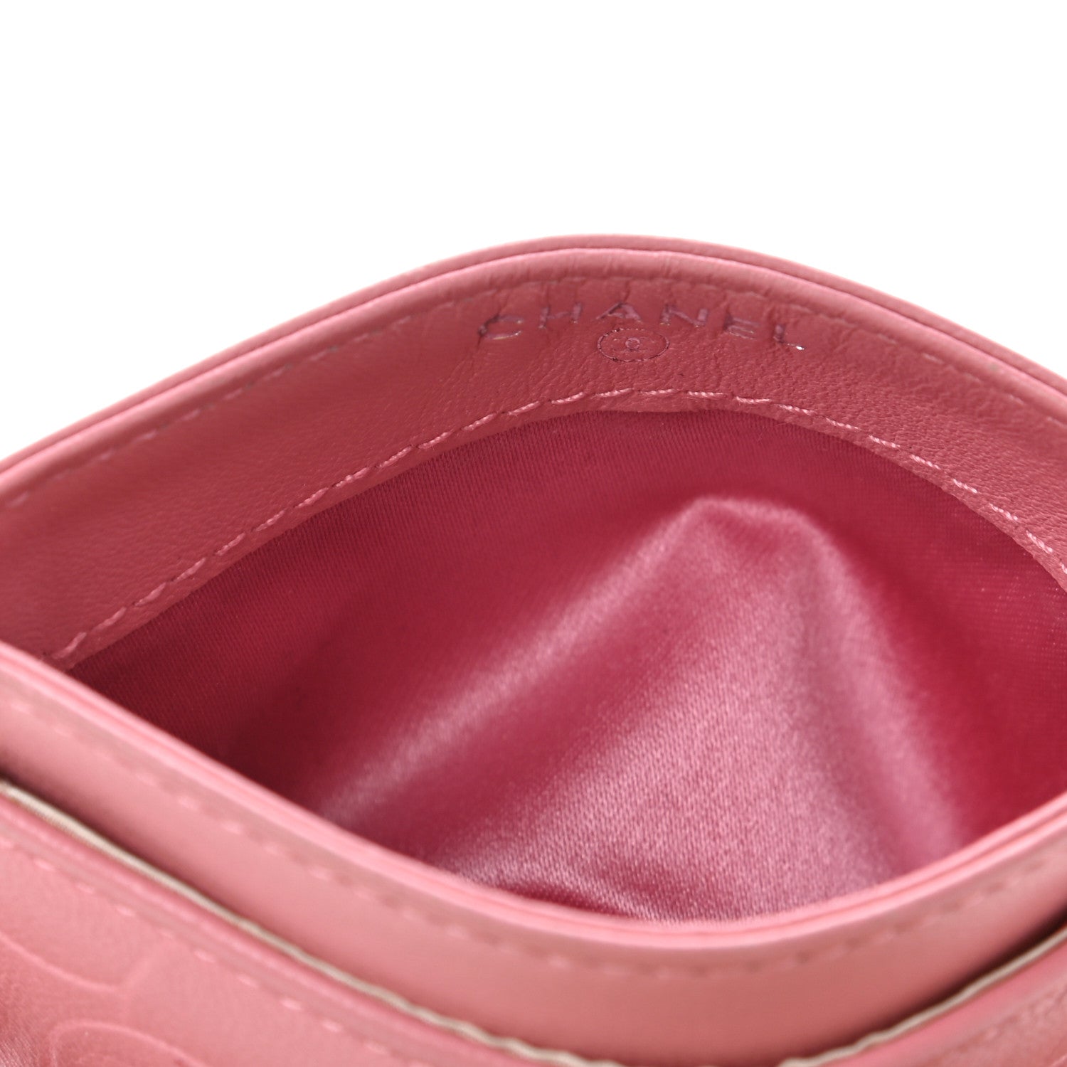 Chanel Lambskin Camellia Embossed Card Holder Pink 4 of 4