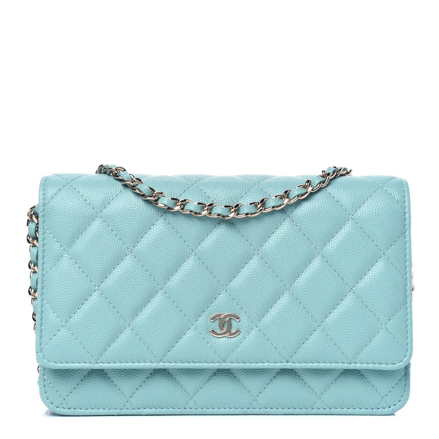 Chanel Caviar Quilted Wallet On Chain WOC Light Blue 1 of 13