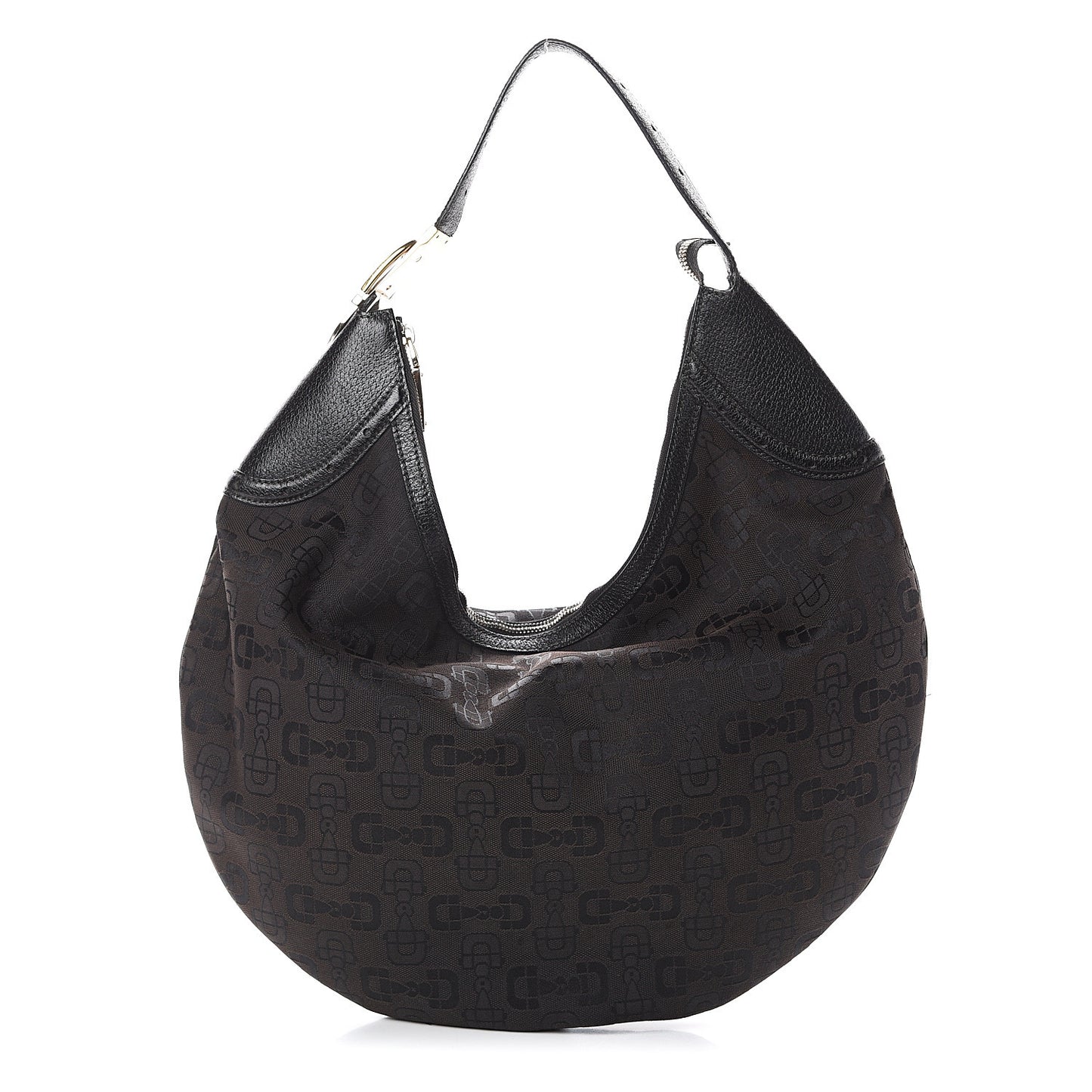 Canvas Horsebit Glam Hobo Dark Brown