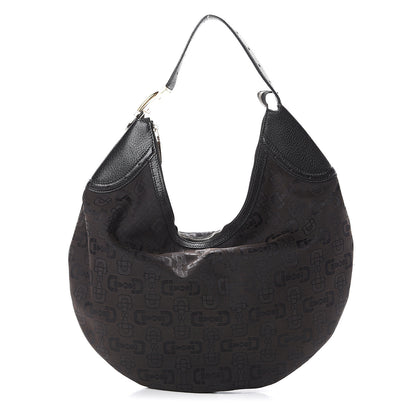 Gucci Canvas Horsebit Glam Hobo Dark Brown 1 of 8