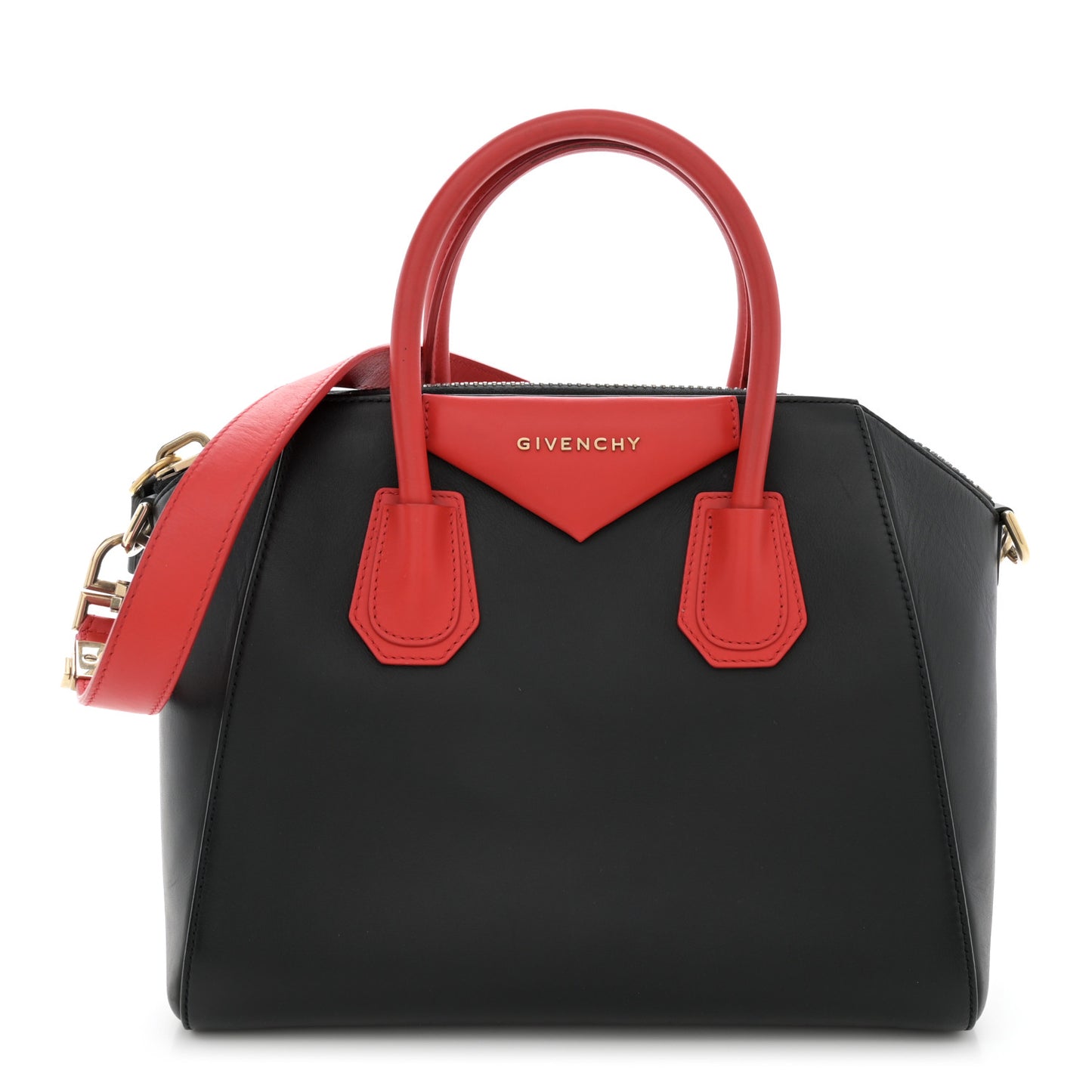 Smooth Calfskin Small Bi-Color Antigona Black Red