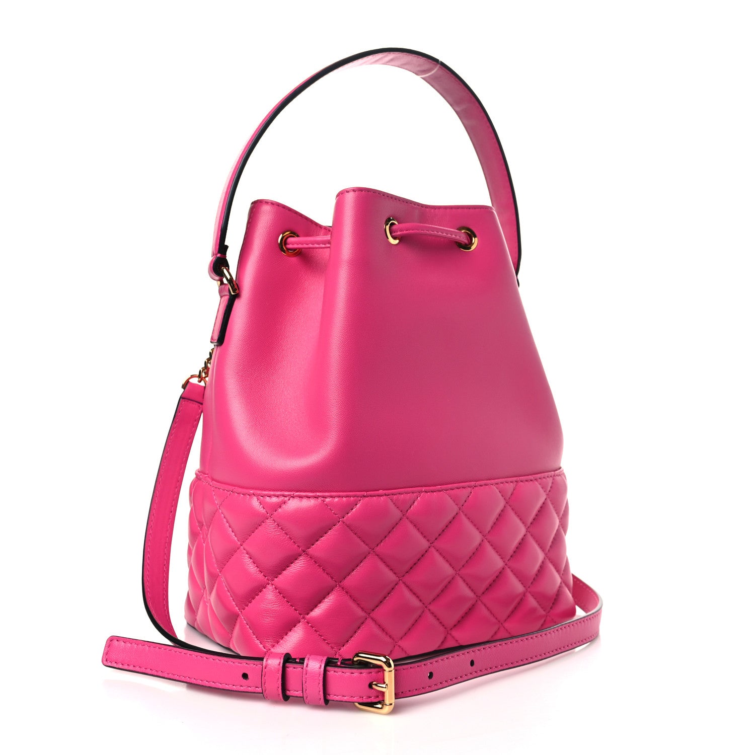 Versace Nappa Quilted Medusa Top Handle Bucket Bag Fuchsia 3 of 8