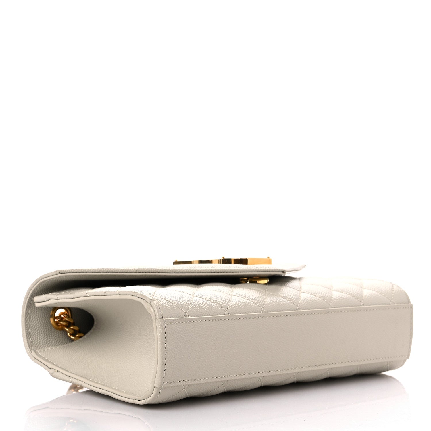 Saint Laurent Grain De Poudre Textured Mixed Matelasse Triquilt Small Monogram Satchel Crema Soft 4 of 16