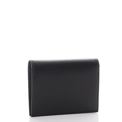 Prada Saffiano Metal Bi-Fold Compact Wallet Black 3 of 8