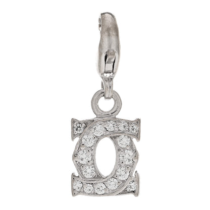 Cartier 18K White Gold Diamond Double C Logo Charm 1 of 3