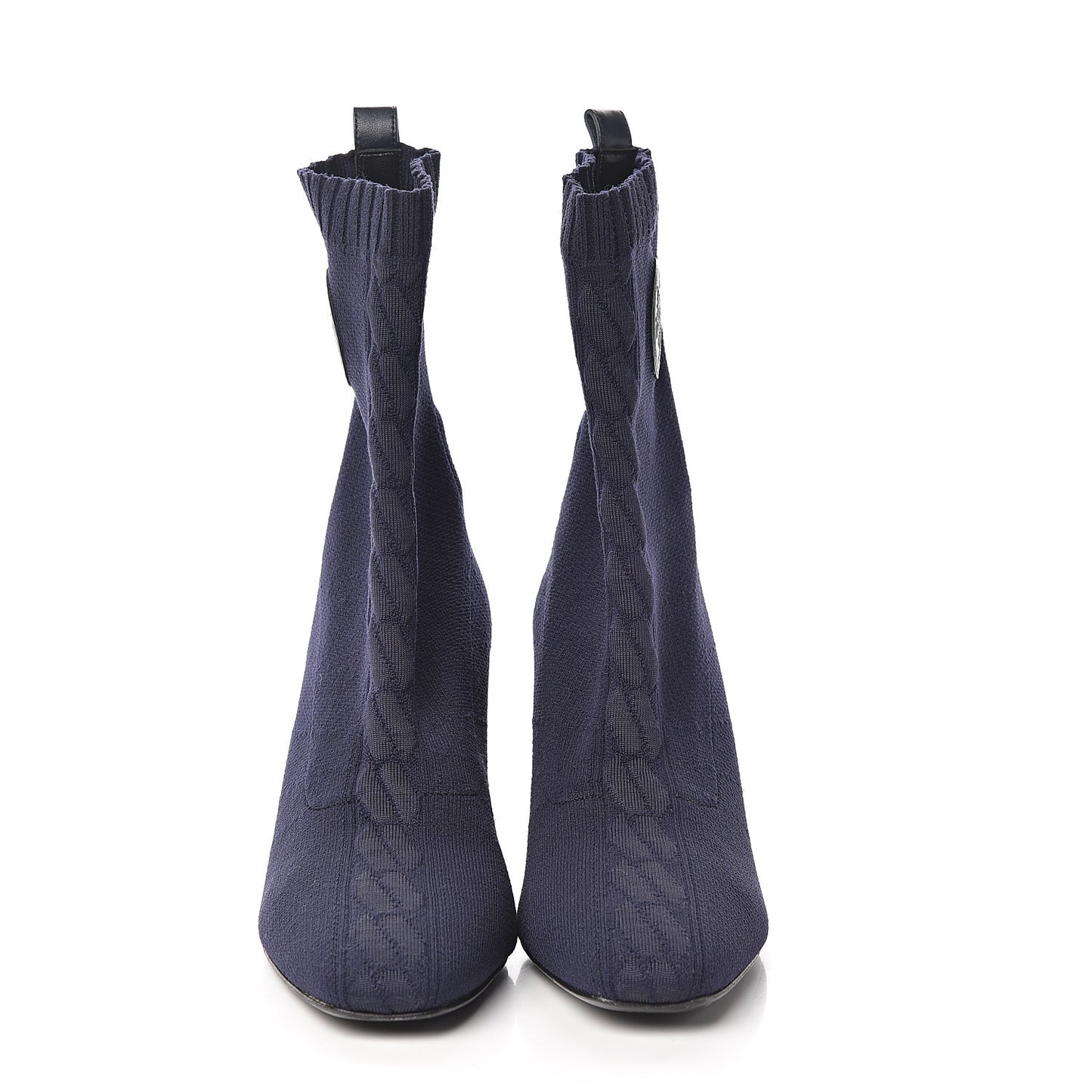 Knit Calfskin Volver Ankle Boots 37.5 Bleu Diplomatique