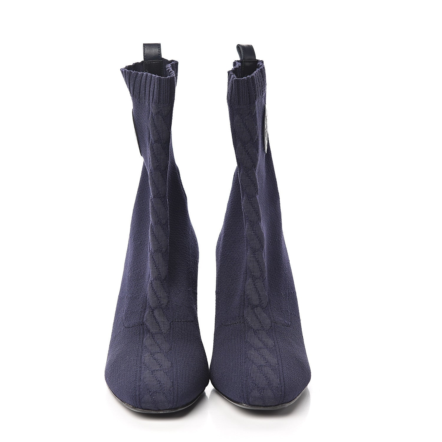 Hermes Knit Calfskin Volver Ankle Boots 37.5 Bleu Diplomatique 2 of 7