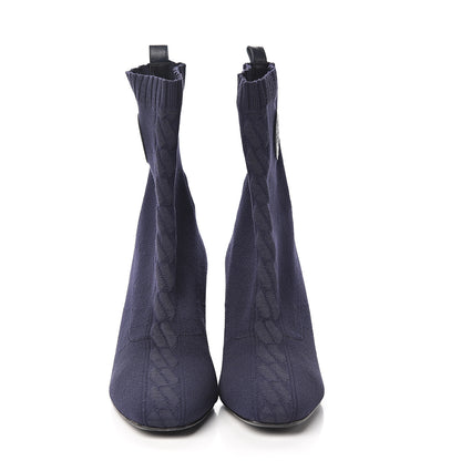 Hermes Knit Calfskin Volver Ankle Boots 37.5 Bleu Diplomatique 2 of 7
