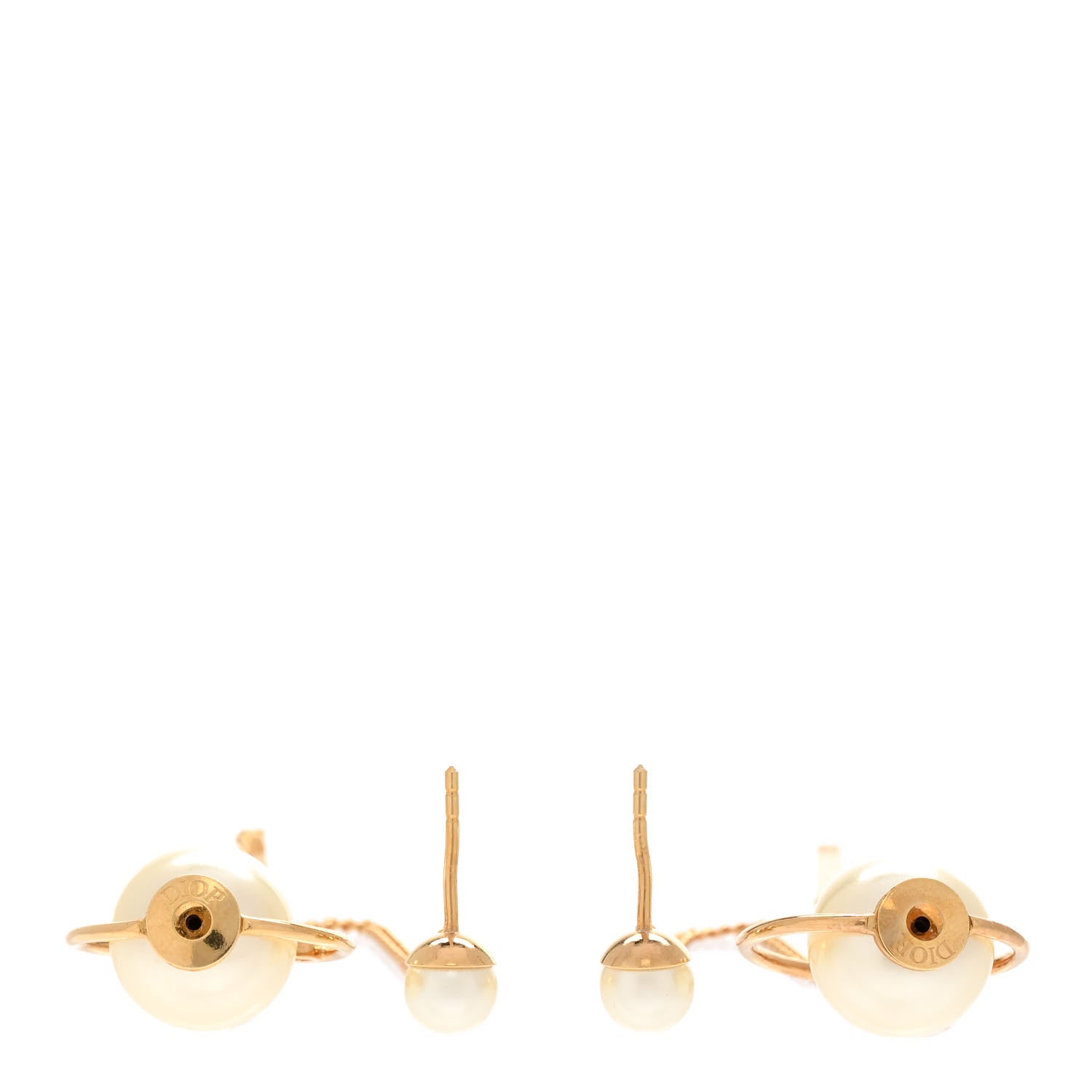 Christian Dior Pearl Tribales Dangle Chain Earrings Gold 3 of 4