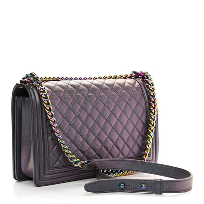 Chanel Iridescent Goatskin Quilted New Medium Boy Flap Purple 3 of 10