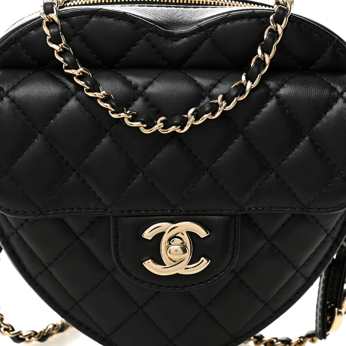 Lambskin Quilted CC In Love Heart Bag Black