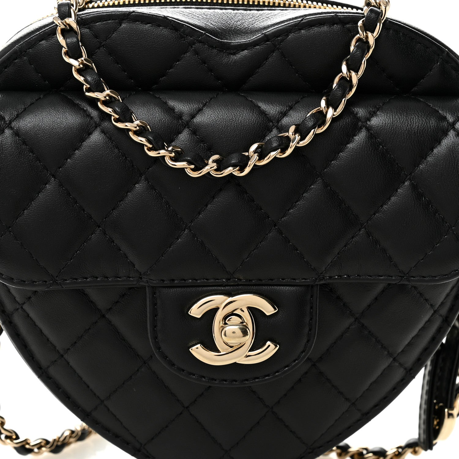 Chanel Lambskin Quilted CC In Love Heart Bag Black 8 of 10