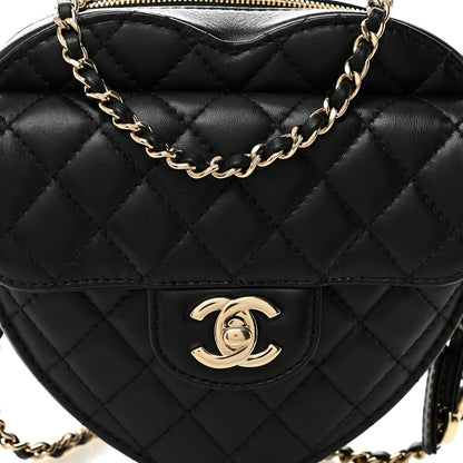 Chanel Lambskin Quilted CC In Love Heart Bag Black 8 of 10