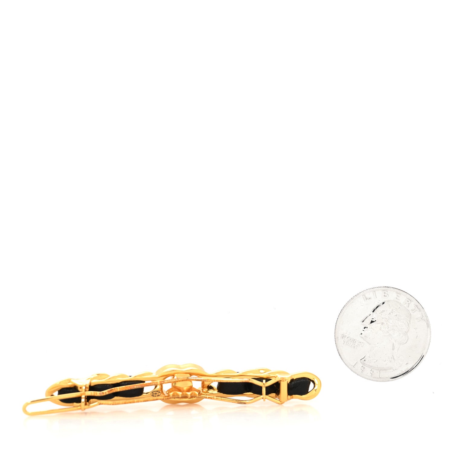 Chanel Pearl Lambskin CC More Is More Hair Clip Black Gold 2 of 3