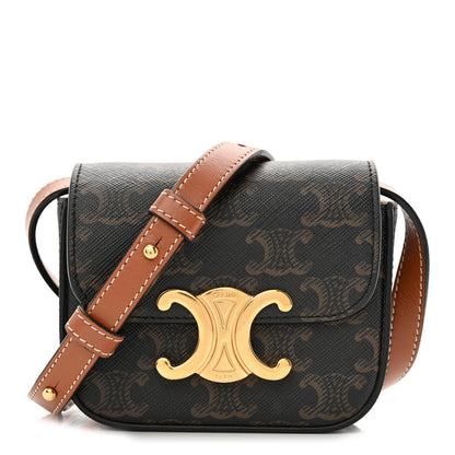 Celine Triomphe Canvas Calfskin Mini Claude Tan 1 of 12