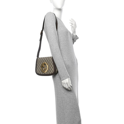 Gucci GG Supreme Monogram Textured Dollar Calfskin Blondie Chain Shoulder Flap Bag Beige Ebony New Acero 2 of 10