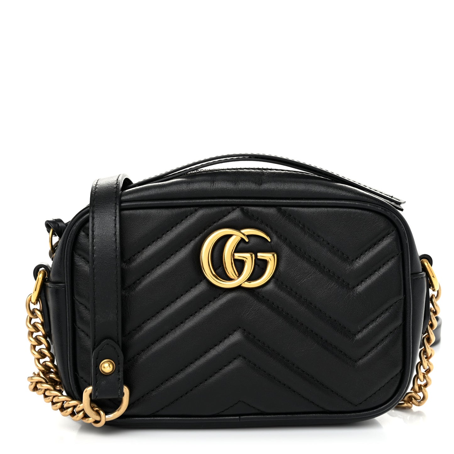 Calfskin Matelasse Mini GG Marmont Chain Shoulder Bag Black
