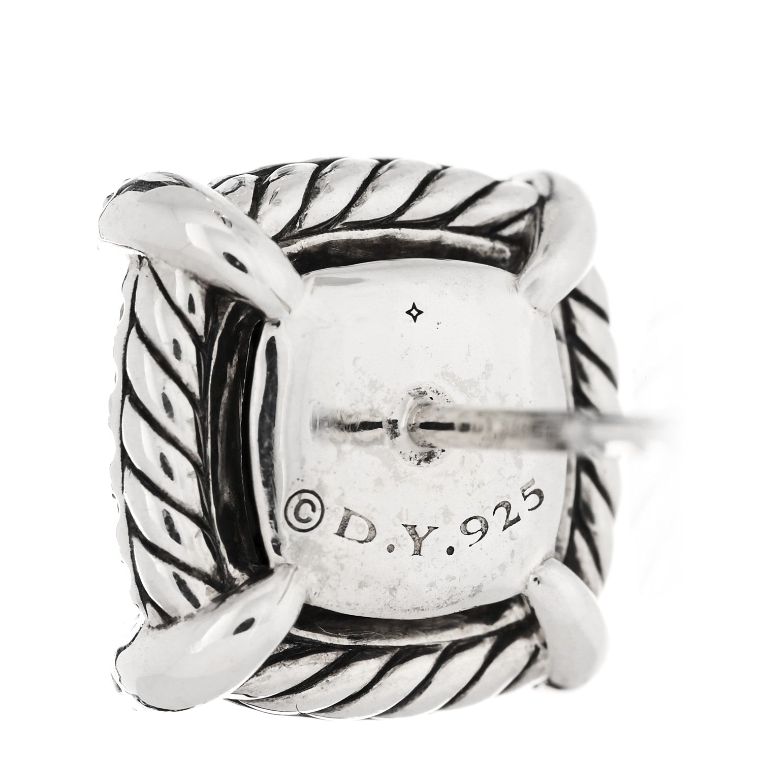 David Yurman Sterling Silver Diamond Black Onyx 9mm Chatelaine Bezel Earrings 4 of 4