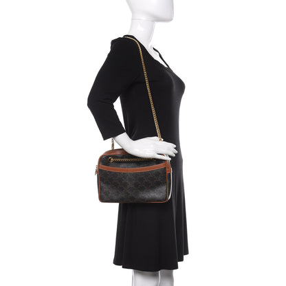 Celine Triomphe Canvas Calfskin Medium Patapans Tan 3 of 12