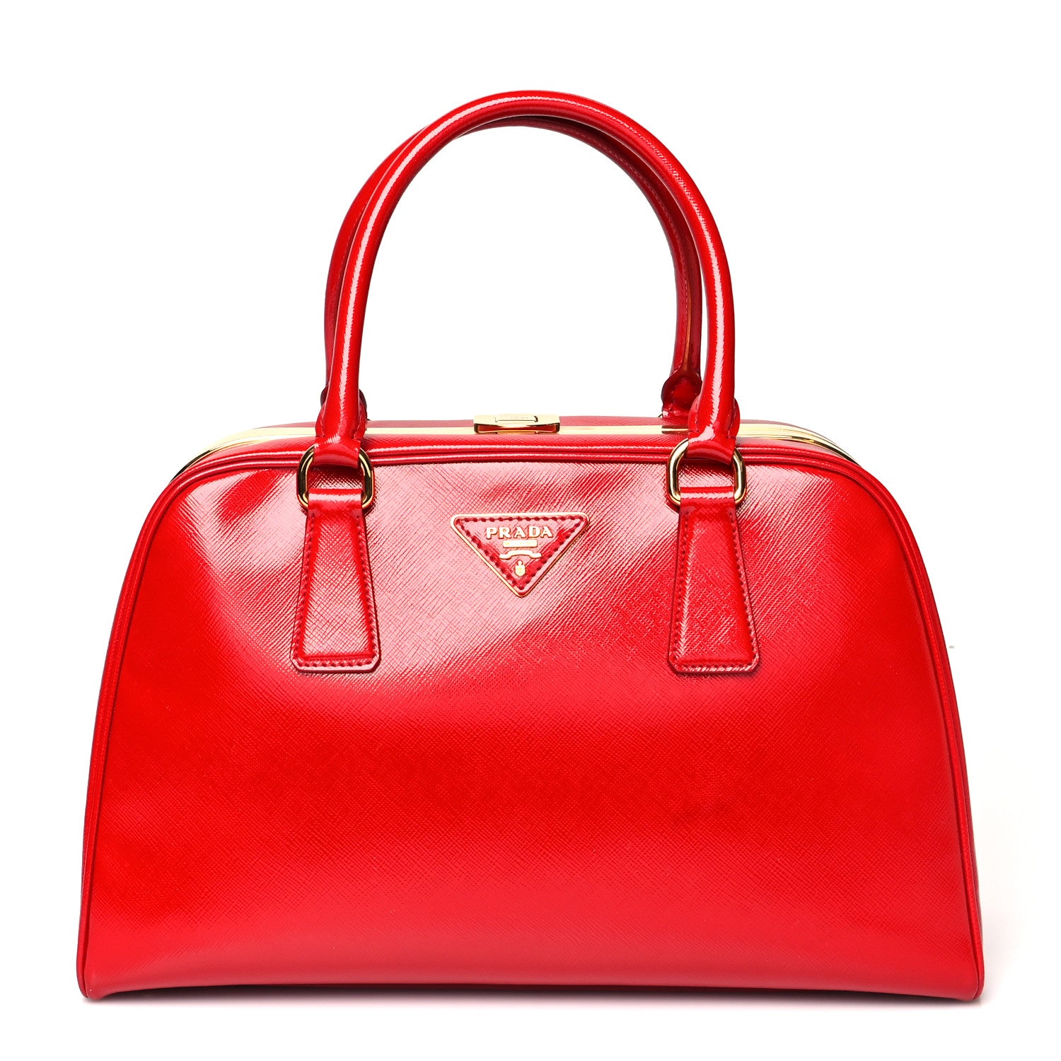 Prada Saffiano Vernice Pyramid Bag Rosso 1 of 9
