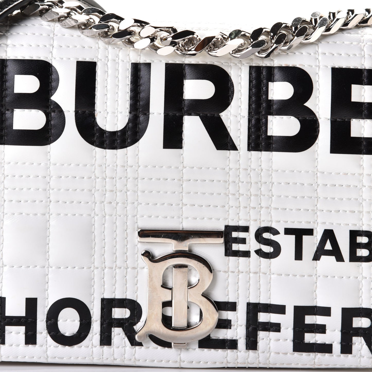 Quilted Horseferry Print Small Lola Bag White