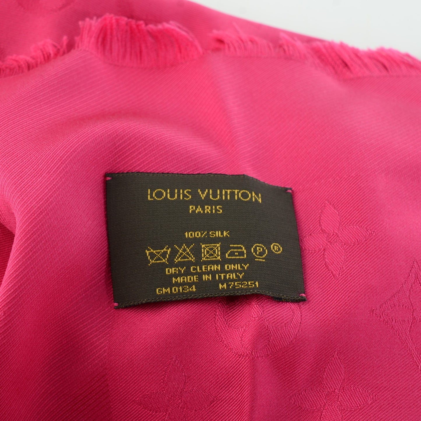 Silk Monogram Butterfly Square Shawl Fuchsia